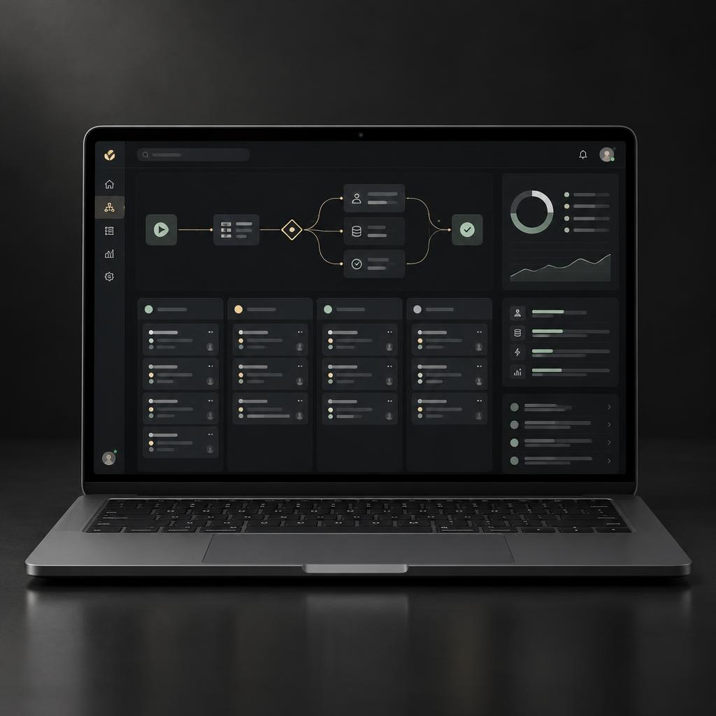 Workflow Systems — dark digital interface concept